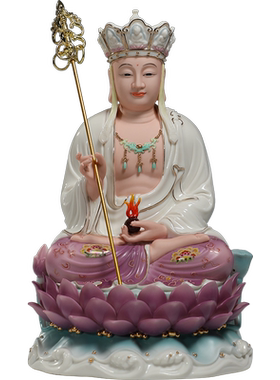 锵锵陶瓷精工紫彩四圣摆件