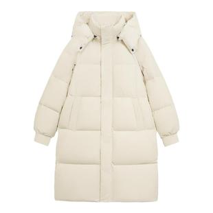 鸭鸭长款羽绒服女款2022年新款白色时尚洋气过膝超长加厚外套潮FL