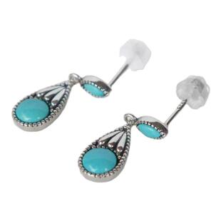 天然绿松石耳钉松石复古水滴耳坠民族风蓝绿色宝石耳饰新中式国风