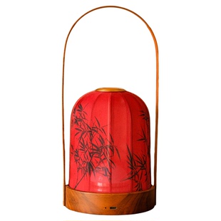 物几空间《春节限定·红灯记》喜茶席书房卧室黑胡桃木触控手提灯