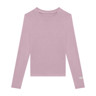 橘子树在哪儿正肩圆领长袖t恤女春秋叠穿弹力修身显瘦内搭打底衫