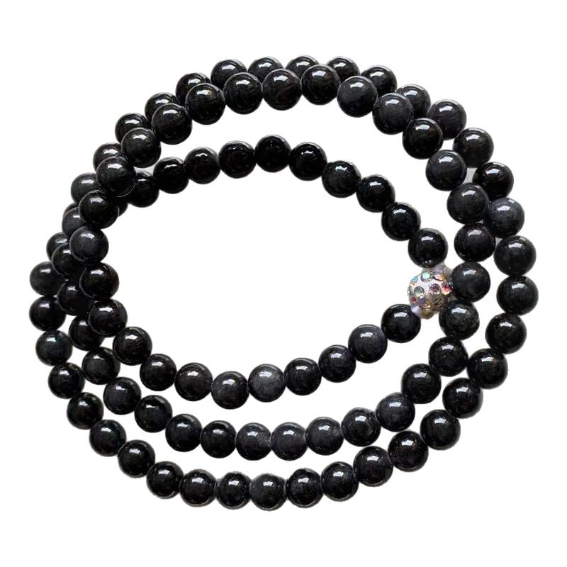 缅甸翡翠项链黑色乌鸡项链6.8mm
