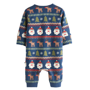 英国NEXT进口新生婴儿圣诞款连体衣全棉包屁衣宝宝新年哈衣爬爬服