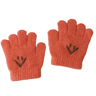 2023冬季新款芝麻街韩国可爱儿童亲子款马卡龙糖果色笑脸羊绒手套