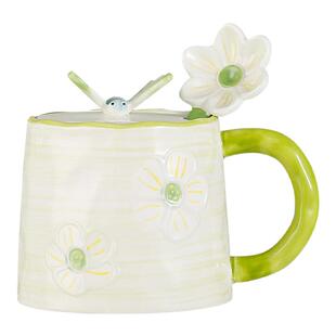 JOJO'S L. PD.positioning.蝴蝶花朵陶瓷杯带盖防烫咖啡杯 | 定位