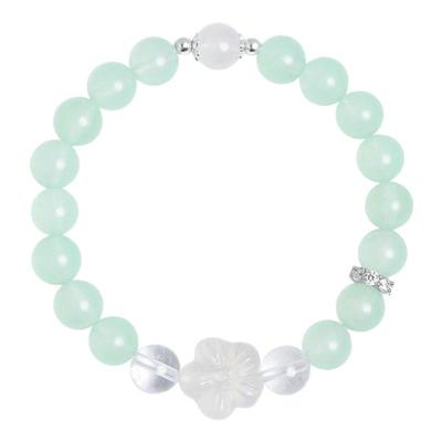 天然白玉髓手串S925银白水晶转运