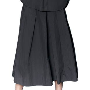 ICB日系春季通勤职业宽松版过膝中长半身裙折皱伞裙A字裙商场同款