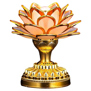 新款莲花灯七彩菩萨供佛灯佛前供灯家用led长明灯供奉佛堂佛供灯