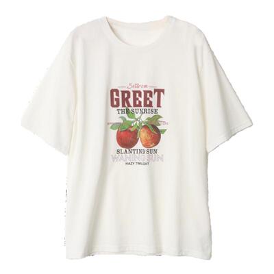 西町村屋韩系趣味印花宽松T恤女夏季新款休闲短袖上衣XH9B10042