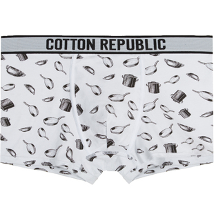 Cotton Republic/棉花共和国男士平角内裤棉质性感印花中腰内裤男