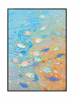 鱼群绘画展现灵动艺术家居氛围