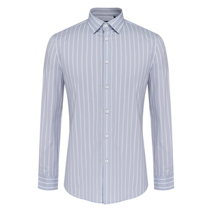BONI/堡尼春夏新品商务长袖衬衫竖条纹棉质男士休闲衬衣GN184011B