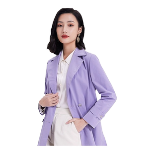 乔万尼2026秋新款风衣外套女小个子中长款温柔紫色高级感EF3A839