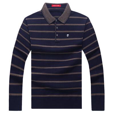 皮尔卡丹男士桑蚕丝长袖T恤