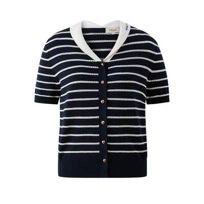 ELAND海军风翻领T恤短袖