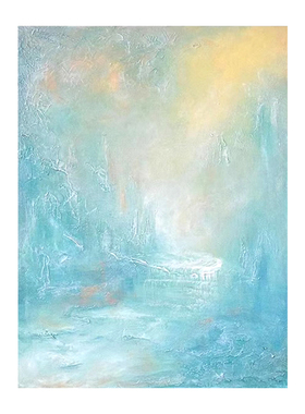 HLF.手绘大芬村油画《流水生财》肌理挂画轻奢抽象客厅玄关装饰画