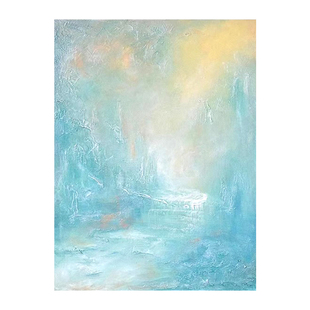 HLF.手绘大芬村油画《流水生财》肌理挂画轻奢抽象客厅玄关装饰画