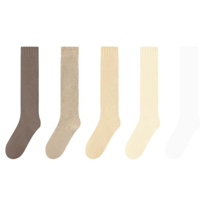 雅鹿袜子女秋冬季小腿袜加绒加厚保暖暖绒毛圈小腿袜秋冬款长袜