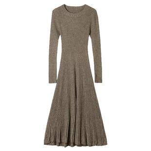 奥莱专柜品牌撤柜正品 MA冬装新款 含绵羊毛中长裙高弹针织连衣裙