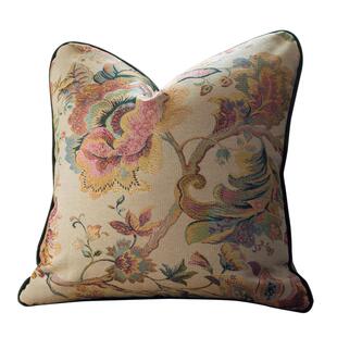 圣奇尼美式田园皮沙发靠垫套抱枕套样板房大码进口棉麻加厚提花布