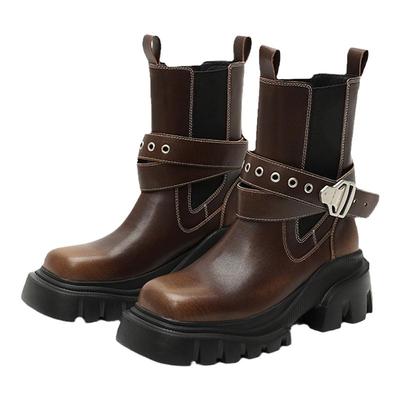 DAPHNELAB方糖切尔西靴美拉德风