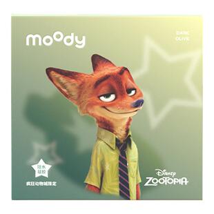 疯狂动物城2】moody硅水凝胶高光美瞳日抛10片彩色隐形眼镜亚麻蓝