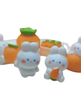 【对对碰】胡萝卜兔子可爱创意树脂摆件DIY多彩微缩家居摆件玩具