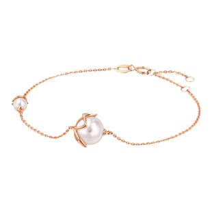 周生生DailyLuxe幸运连连珍珠莲花18K玫瑰金手链93570B