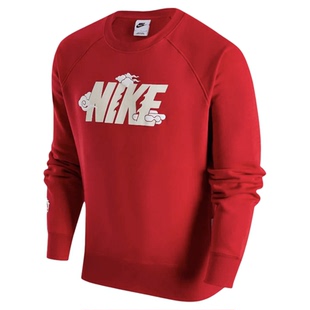 GMT8 耐克吉祥红本命年卫衣 Nike圆领连帽套头衫新年款加绒上衣