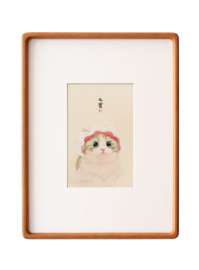 猫咪挂画原木风小清新挂画