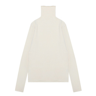 温柔少女米色毛衣女复古chic软糯包芯纱杏色针织衫初秋内搭打底衫