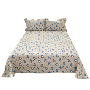 纯棉可定做双层纱布单件床单时尚可爱卡通宝宝儿童素色单双人床笠