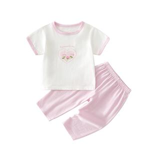 婴儿衣服分体夏季薄款短袖套装纯棉a类女宝宝夏装半袖防蚊裤73码