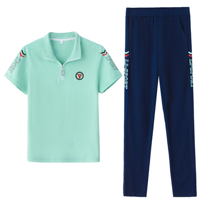 夏季纯棉情侣短袖t恤运动套装男