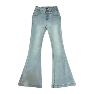 温柔蝴蝶结少女微喇牛仔裤女2026夏季新款高腰修身显瘦性感长裤