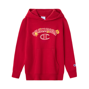 【马上有福】Champion冠军男女童26新款复古红色刺绣连帽卫衣外套