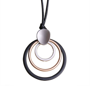 复古配饰圆形项链欧美长款吊坠 韩版简约个性毛衣链学生衣服挂件