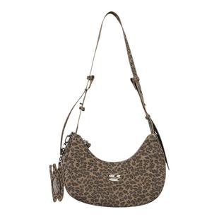 CryingCenter 豹纹仿绒多色斜挎单肩手提机车包 含logo挂件