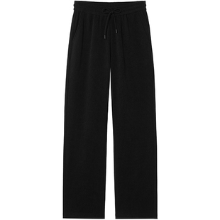 热风女士卫裤直筒宽松长裤2025年冬季新款肌理直筒裤松紧腰长裤