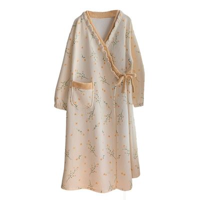 医院待产裙月子服春秋冬季空气棉孕妇夹层进产房裤子长款睡裙套装