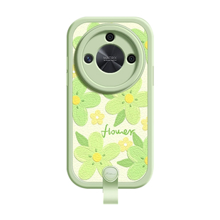 油画绿花适用荣耀X60手机壳华为荣耀x50/x40i保护套X70/x30i新款x50GT春夏斜挎挂绳x20/20se/x10女款9x可背8x