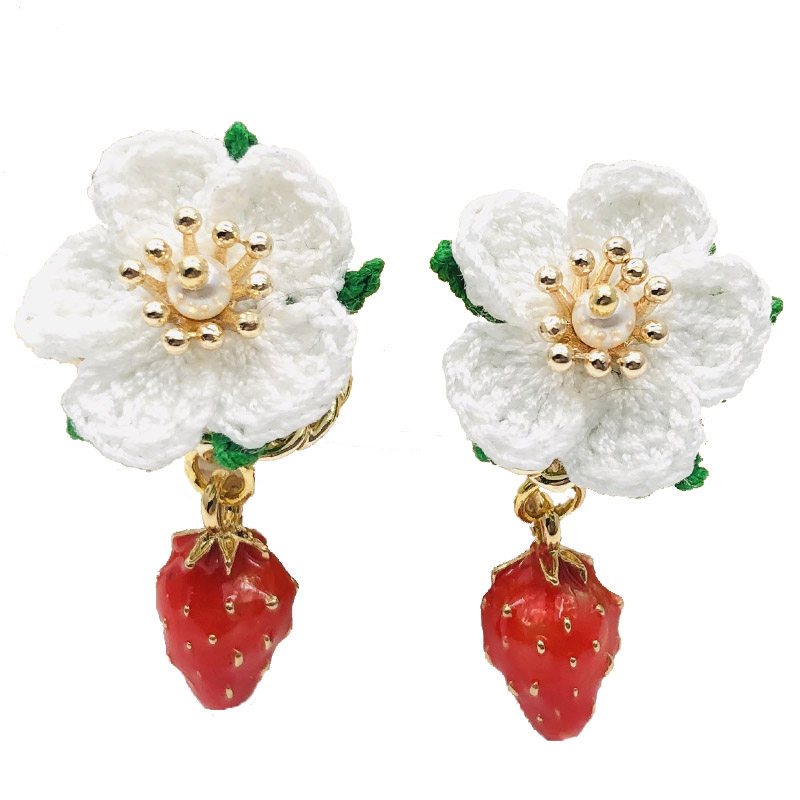 「工喜手工」初见配饰系列草莓&花耳环手链diy微钩花朵饰品材料包