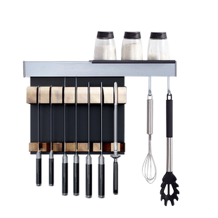 JEOYI磁吸刀架厨房置物架免打孔壁挂式太空铝多功能放菜刀收纳架