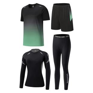 健身服女运动套装羽毛球训练服秋冬跑步速干衣大码骑行晨跑瑜伽服