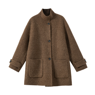 YANGLE_羊绒大衣女2025年冬季新款韩系气质苏力羊驼羊毛立领外套