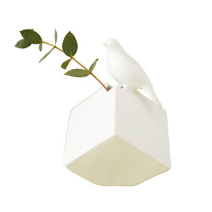 宾晟垠原创设计鸟儿花瓶纯白清新景德镇手工陶瓷花器复古雕塑摆件