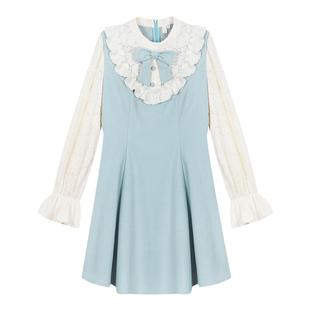 安妮不火甜美风呢料千金裙女2025秋冬新款微胖大码收腰呢子连衣裙