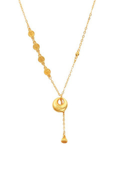 平安喜乐福字项链古法沙金