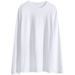 白色长袖t恤女2024春夏新款宽松卫衣叠穿内搭打底衫纯色百搭上衣