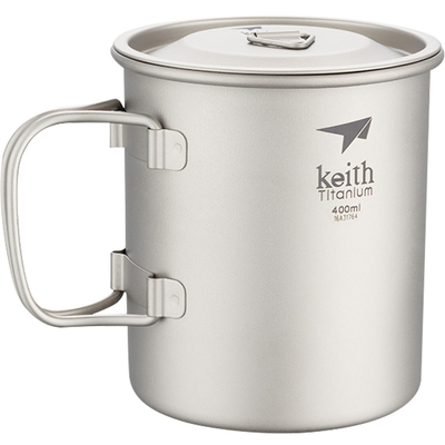 keith铠斯钛杯户外纯钛水杯咖啡杯折叠露营便携野餐杯子茶杯宽口